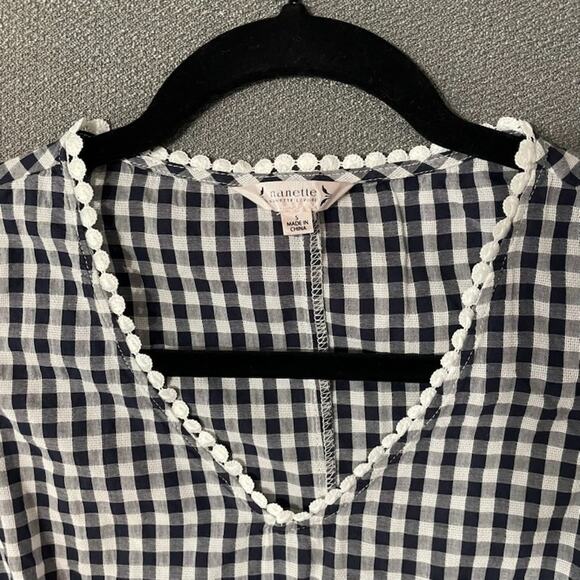 Nanette Lepore Women’s S Gingham Peplum Top Y2K Summer Classic - Picture 2 of 9
